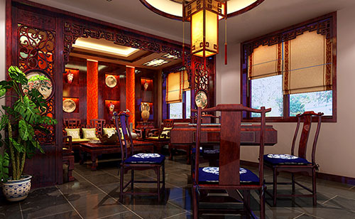 佛子山镇古典中式风格茶楼包间设计装修效果图